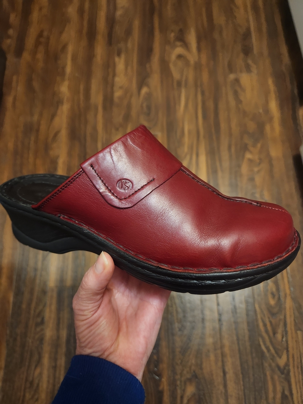 Josef Seibel Wine Red Leather Slip-On Mules Clogs Sz 38 NICE!